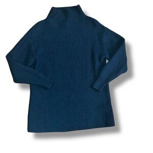 Aritzia Wilfred 100% merino wool mock neck sweater black ribbed heavy knit Sz sm